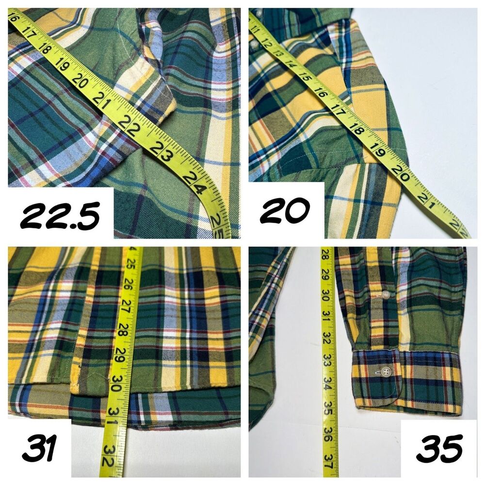 Ralph Lauren Plaid Flannel Shirt Classic Fit Yellow Green L - Picture 9 of 9